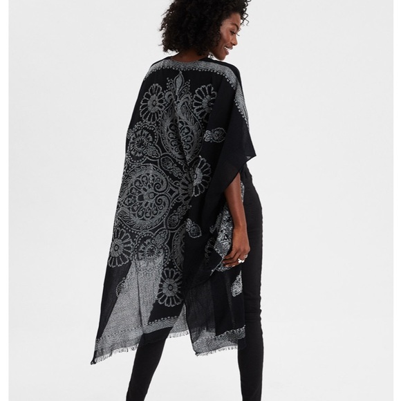 aeo fringe midi kimono